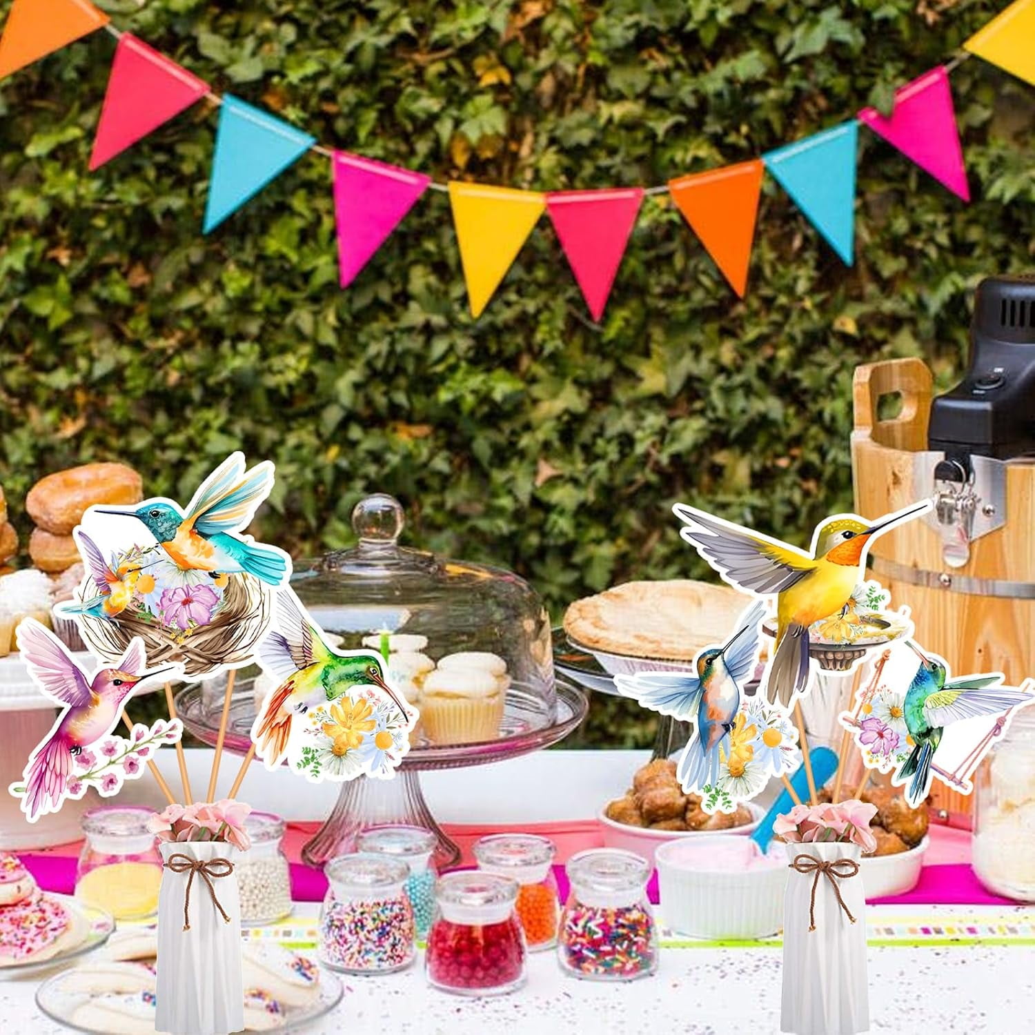 Hummingbird Table Party Decorations Centerpieces Sticks, 24pcs Hummingbird Centerpieces Sticks for Bird Party Flowers Hummingbirds Love Baby Shower Birthday Party Decorations Women Girl