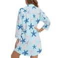 thumbnail image 2 of Xoenoiee Colorful Starfish Print Button Down Beach Coverup for Women, Long Sleeve Swimsuit Coverup Bikini Shirt Bathing Suit Cover Ups for Pool Vacation, S, 2 of 7