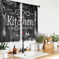 thumbnail image 3 of Black Rustic Wooden Kitchen Curtains Short Small Farmhouse White Wood Board Rod Pocket Fork and Spoon Farm Simple Bedroom Living Room Treatment Fabric 2 Panels 26Wx36H Inch, 3 of 5