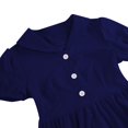 thumbnail image 6 of ITSAME Womens A-Frame Dress, Pleated Lapel Short Sleeve Elegant Tunic Maxi Dress Dark Blue L, 6 of 9