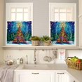thumbnail image 2 of Colorful Christmas Tree Kitchen Curtain 2 Panels Tiers Curtains 24 Inch Length, Xmas Tree Star Geometric Curtains Rod Pocket Curtains Window Drapes Treatment Window Cafe Curtains, 2 of 5