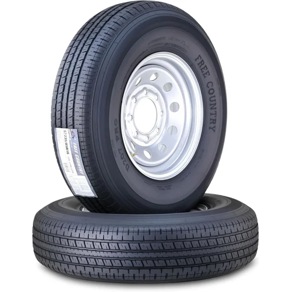 Free Country Trailer Tire Wheel Assembly ST235/85R16 12-Ply F 128N 8 Lug on 6.5" PCD Silver Mod Rim ,SET 2