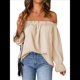 thumbnail image 2 of Blusa Informal Holgada de con Hombros Descubiertos y Volantes de Larga para Mujer. Albaricoque L, 2 of 7