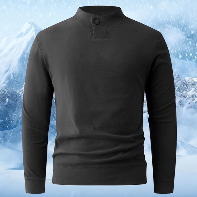 Chandail en Molleton Sans Capuche Doublé Couleur Unie pour Hommes avec Confort Doux Chaleur Hiver Haut Décontracté Col Rond pour Automne Extérieur Intérieur