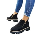 thumbnail image 5 of Willtoo Fall Shoes for Women 2026 Ankle Boots Side V Cut Platform Chunky Heels Short Booties with Zipper Round Toe Low Heel Comfortable Walking Non Slip Boot Low-top Loafer, 5 of 5