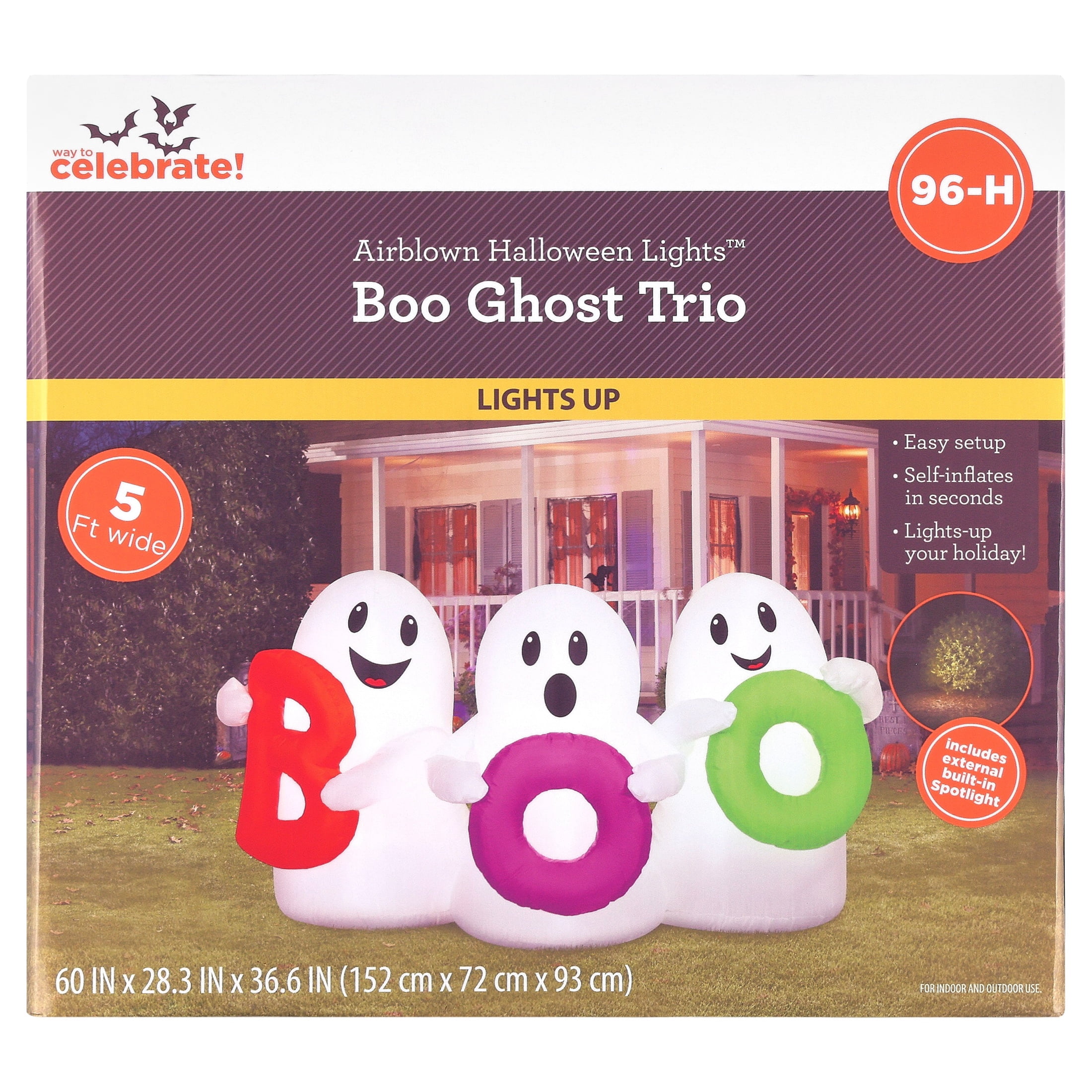 Boo Ghost Trio Airblown Yard Inflatable, Multicolor, 5', Halloween by Way To Celebrate