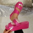 thumbnail image 5 of Eltusu Women Slide Sandals, Fashion Open Toe Soft Bottom Slip On Summer Wedge Shoes Hot Pink Size 9, 5 of 7