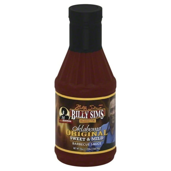 Billy Sims Oklahoma Original Sweet & Mild Barbecue Sauce, 20 oz, Gluten Free, Contains Soy, No High Fructose Corn Syrup