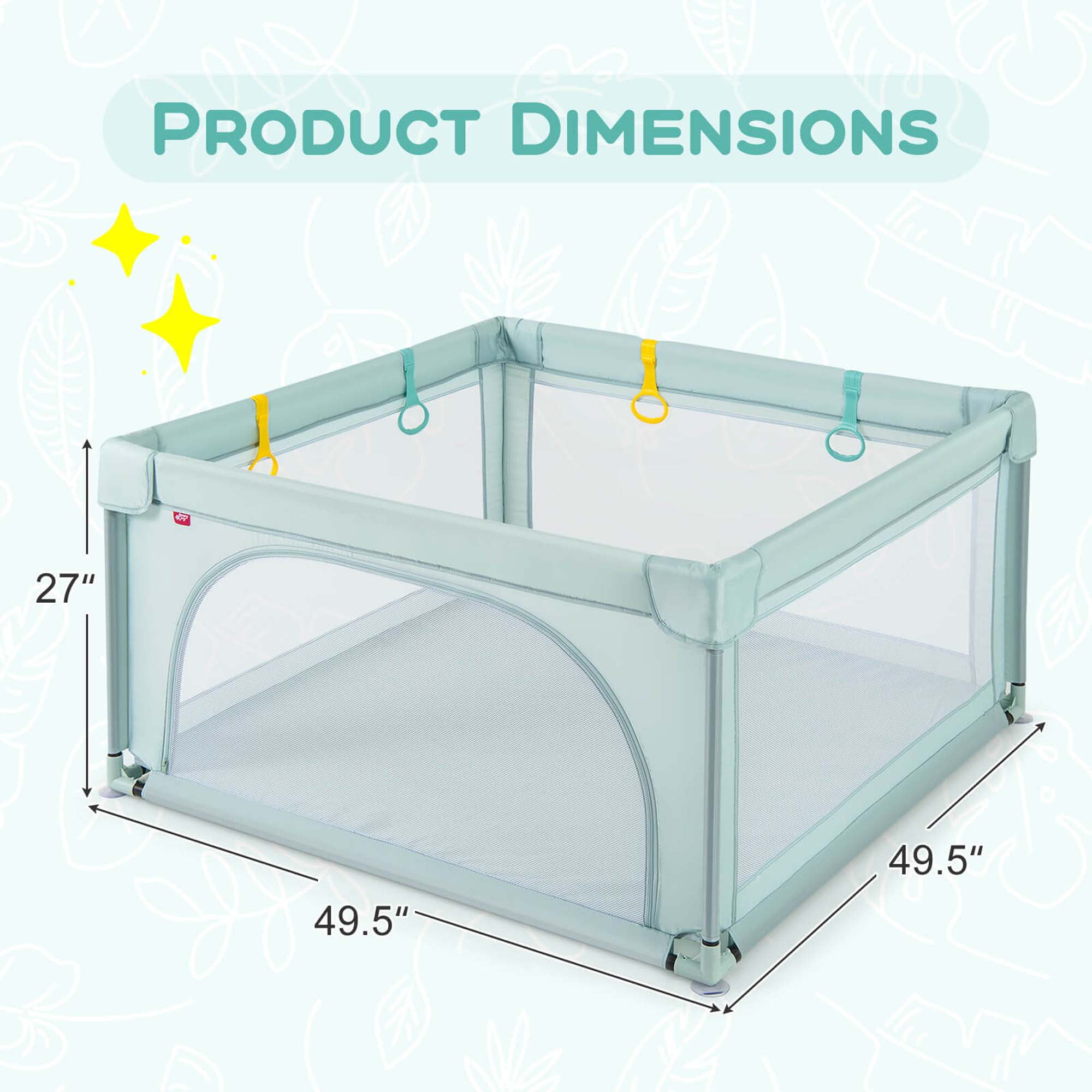 Honeyjoy Baby Playpen Infant Large Safety Play Center Yard with 50 Ocean Balls Light Blue