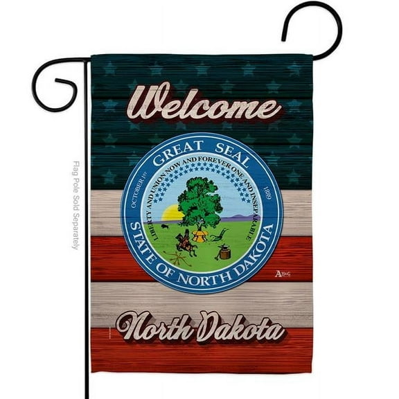 13 x 18.5 in. Welcome North Dakota Double-Sided Vertical House Decoration Banner Garden Flag - Yard Gift
