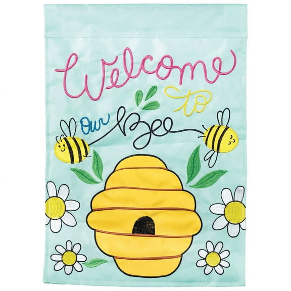 Magnolia Gardens FLAG-2096 13 x 18 in. Welcome to Our Bee Hive Polyester Double Applique Garden Flag