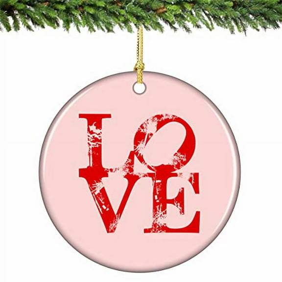 Philadelphia Love Statue Pink Christmas Ornament Porcelain 2.75 Inches