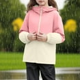 thumbnail image 2 of bbymog Kids Rain Jacket Girls' Pacthwork Windproof Windbreaker Jackets Outdoor Active Hooded Raincoat for Boys Pink 7 Years, 2 of 7