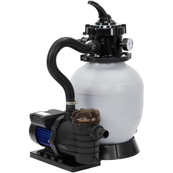 13" Sand Filter Pump System for Above Ground and Inground Pool, 3/4HP Pool Pump with 3434GPH for Pool Up to 8500 Gallons, 550W Pool Filter with 6-Way Multi-Port Valve & Strainer Basket
