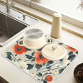 thumbnail image 2 of Yayeee Dish Drying Mat for Kitchen Counter 18" x 24" Microfiber Super Absorbent Coffee Decorative Pad, Large Red Floral Pattern, 2 of 9