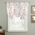 thumbnail image 2 of Orange Grey Botanical Balloon Curtains for Living Room/French Door, Spring Floral Summer Farmhouse Tie Up Curtains 63 Inch Length Energy Saving Kitchen Curtains Shades for Windows 42"x63", 2 of 8