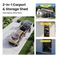 thumbnail image 3 of VENTOPYR 12 ft x 25 ft 2-in-1 Carport with Storage Shed, Heavy Duty Steel Frame Car Canopy with 12" x 3" Tool Shed, White, 3 of 13