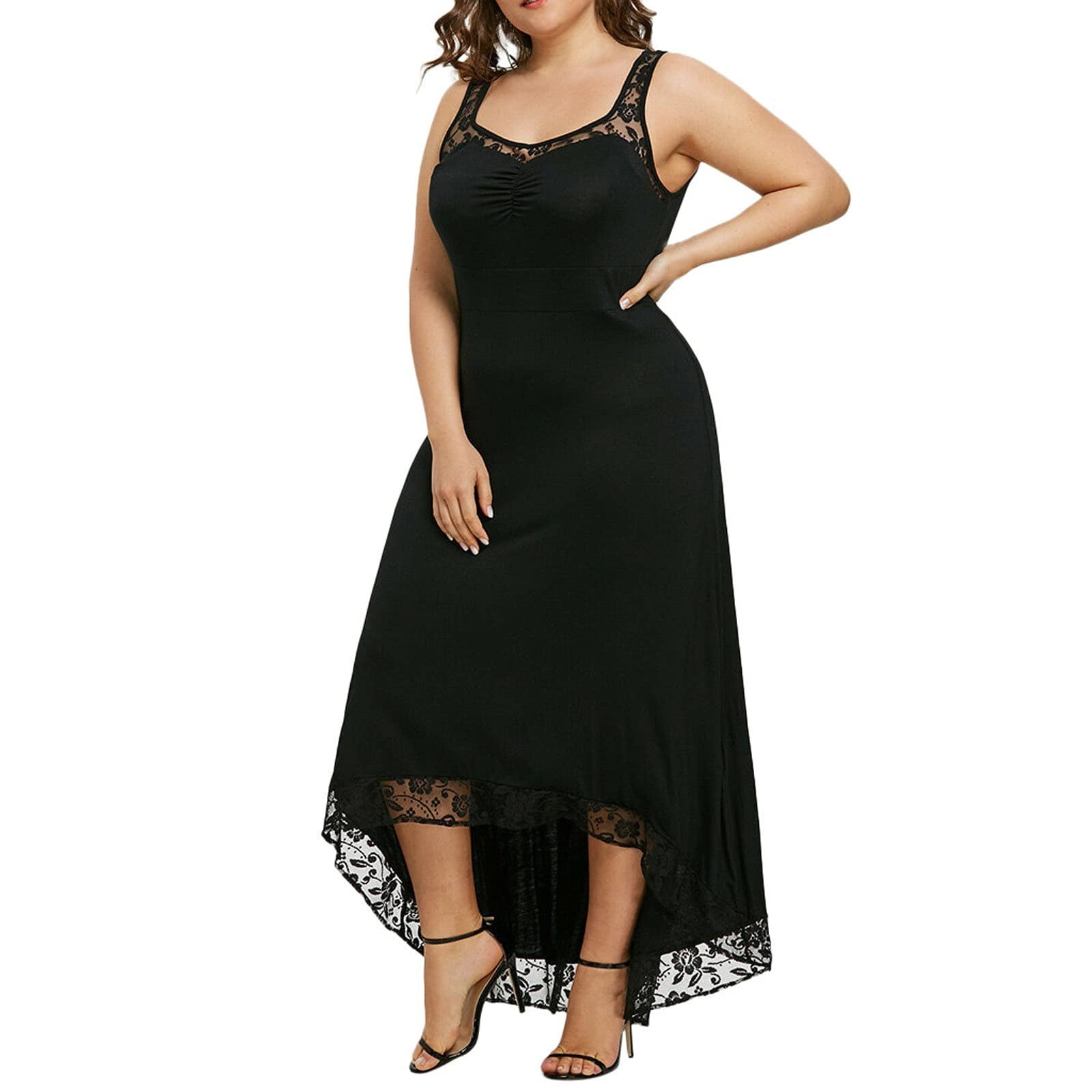Bgmi Women'S Plus Size Maxi Dress Waist O-Neck Bohemian Split Loose Asymmetric - Walmart.com