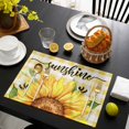 thumbnail image 3 of Sunflowers Placemats Set of 6, Yellow Plaid Sunshine Vintage Country Bee Placemats for Dining Table, Place Mats for Kitchen Tabletop, Waterproof Wipeable Dining Table Mats Set, 3 of 9