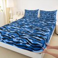 thumbnail image 4 of Erosebridal Teens Black Blue Geometric Camo Queen Sheet Sets 4 Pieces,Boys Girls Abstract Camouflage Bed Set, 4 of 5