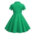 thumbnail image 5 of OKSALE Girls 1950s Dresses Retro Polka Dot Twirling Dresses Short Sleeve Swing Dress Flowy A Line Dresses Rockabilly Party Dress for Toddler Kids Girl, 5 of 5