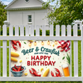 thumbnail image 6 of Rustic Theme Birthday Banner Beer Design Crawfish Elements Event Decoration Party Prop for Outdoor Celebration Picnic Summer Party, 6 of 7