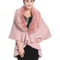 thumbnail image 1 of LinYooLi Women's Faux Fur Collar Shawl Wrap Fashionable Solid Color Poncho Cape Open Front Cardigan for Fall Winter 2022, 1 of 5