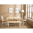 thumbnail image 2 of Pemberly Row Rubberwood Farmhouse Dining Bench with Turned Legs White Natural, 2 of 7