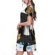 thumbnail image 2 of Fotbe Pineapple With Black Glasses Vestido Largo de Moda para Mujer, Vestido Tipo Camiseta con Manga Corta y Estilo Casual a Rayas y Bloques de Color, 2 of 6