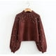 thumbnail image 1 of Suéter suelto de cuello redondo europeo y americano de otoño e invierno para mujer, decoración de perlas cortas, 1 of 6