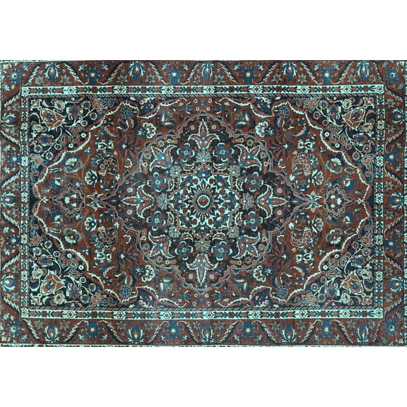 Ahgly Company Indoor Rectangle Persian Light Blue Traditional Area Rugs, 5' x 7'