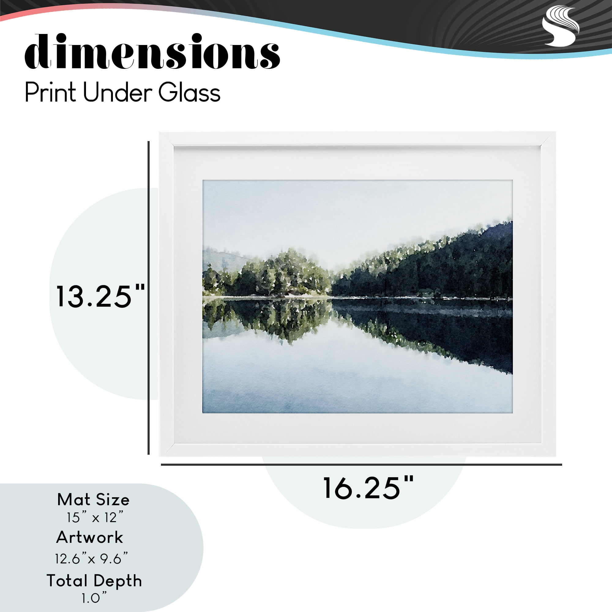 Stupell Industries Blue Lake Reflections White Framed Print Under Glass, design by Kim Curinga
