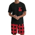 thumbnail image 6 of GIRUNS Men's Pajama Set Lightweight Sleepwear Sets Crew Neck Short Sleeve and Shorts Loungewear with Pocket Red Plaid L, 6 of 8