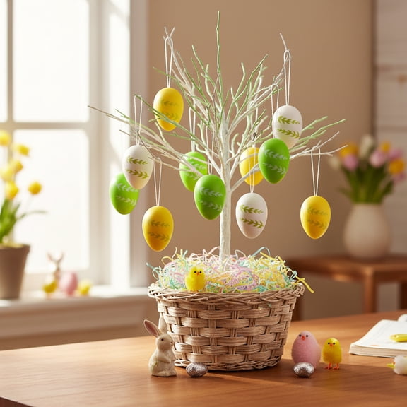 6 Pcs Easter Decorations Eggs Hanging Ornaments Colorful for Easter Tree Basket Decor Party Favors Supplies Home