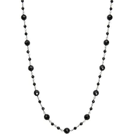 3mm and 6mm Faceted Onyx Sterling Silver Tin Cup Necklace, 18