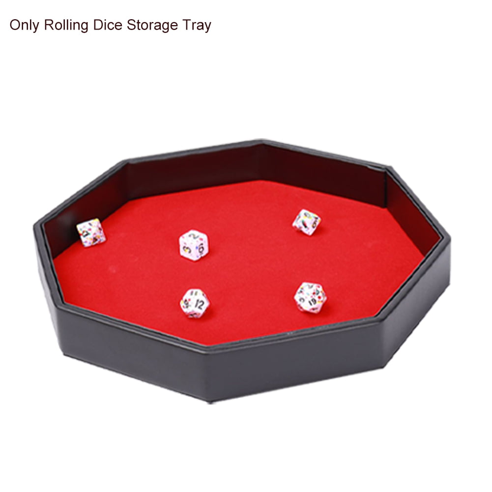 Heavy Duty 9'' Dice Tray PU Leather DND Dices Rolling Tray Holder Box Red 