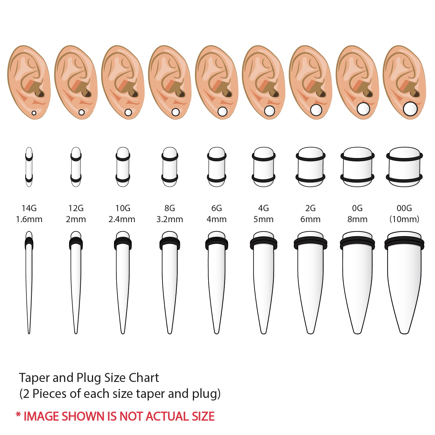 size 10 gauges for ears. 