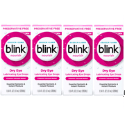 4 Pack - Blink Nourish Eye Drops for Dry Eyes, 0.33 fl oz, Preservative Free Lubricating Eye Drops with Hyaluronan, B12, & Vitamin C, pH Balanced to Match Healthy Tears