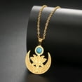 thumbnail image 5 of TEAMER Gold Lotus Flower Necklace Crescent Moon Turquoise Stainless Steel for Women Amulet, 5 of 8