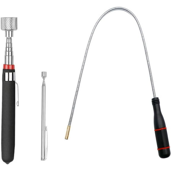 3 Pack Telescoping Magnet Pick-up Tool Set - Retrieving Telescoping Magnet Pickup Tools，Extendable Magnetic Pick Up Tools，Bendable Spring Magnet Stick