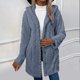 thumbnail image 5 of Chaquetas y abrigos casuales con capucha de manga larga para mujer, chaqueta cálida de invierno con capucha de manga larga, chaqueta de felpa con botones de color liso, blusa para mujer, 5 of 9