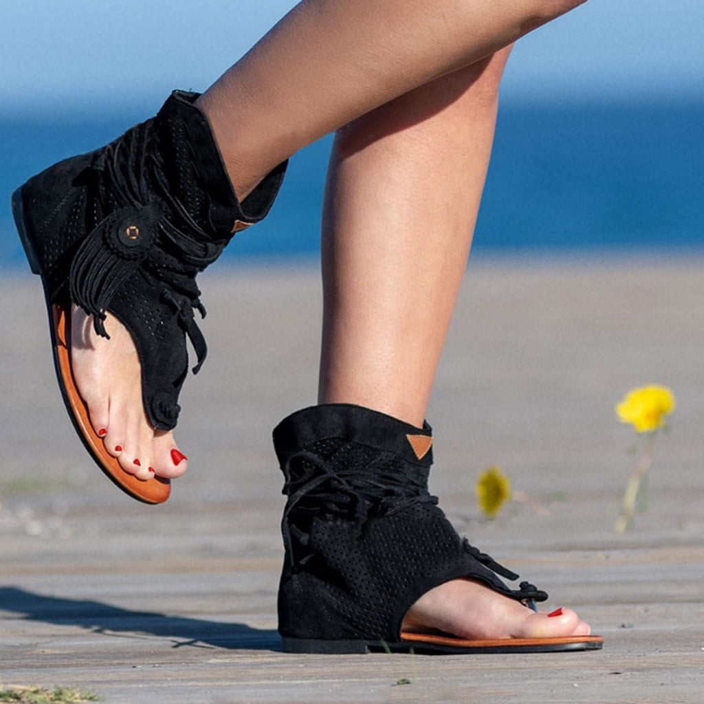 Retro Womens Shoes Tassels Pull On Bohemian Mid Calf Boots Hidden Mid Heels Hot 