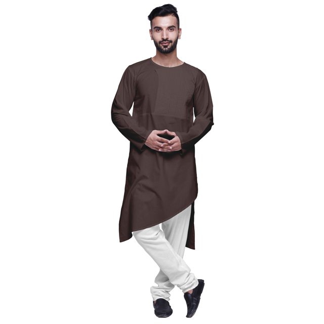 Atasi Kurta-Formen Indiens en Coton Uni à Manches Longues Ethniques pour Garçons