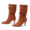 thumbnail image 6 of 2025 Fall Women's Mid-Calf Boots High Heeled Suede Pointed Toe Fashion Shoes for, 6 of 9