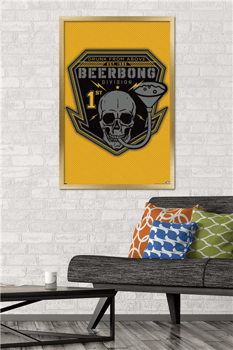 Lunch Hour Productions - Beerbong Division Wall Poster, 22.375" x 34" Framed