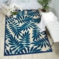 thumbnail image 3 of 4â€™ Round Navy and Beige Leaves Indoor Outdoor Area Rug, 3 of 8