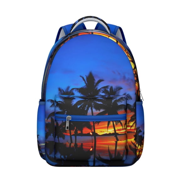 Hawaii Tropical Wind Palm Leaves Print Backpack: Perfect Gift for Campus Commute, Durable Lightweight Laptop Daypack for Students, Large Capacity Bookbag for Daily Use