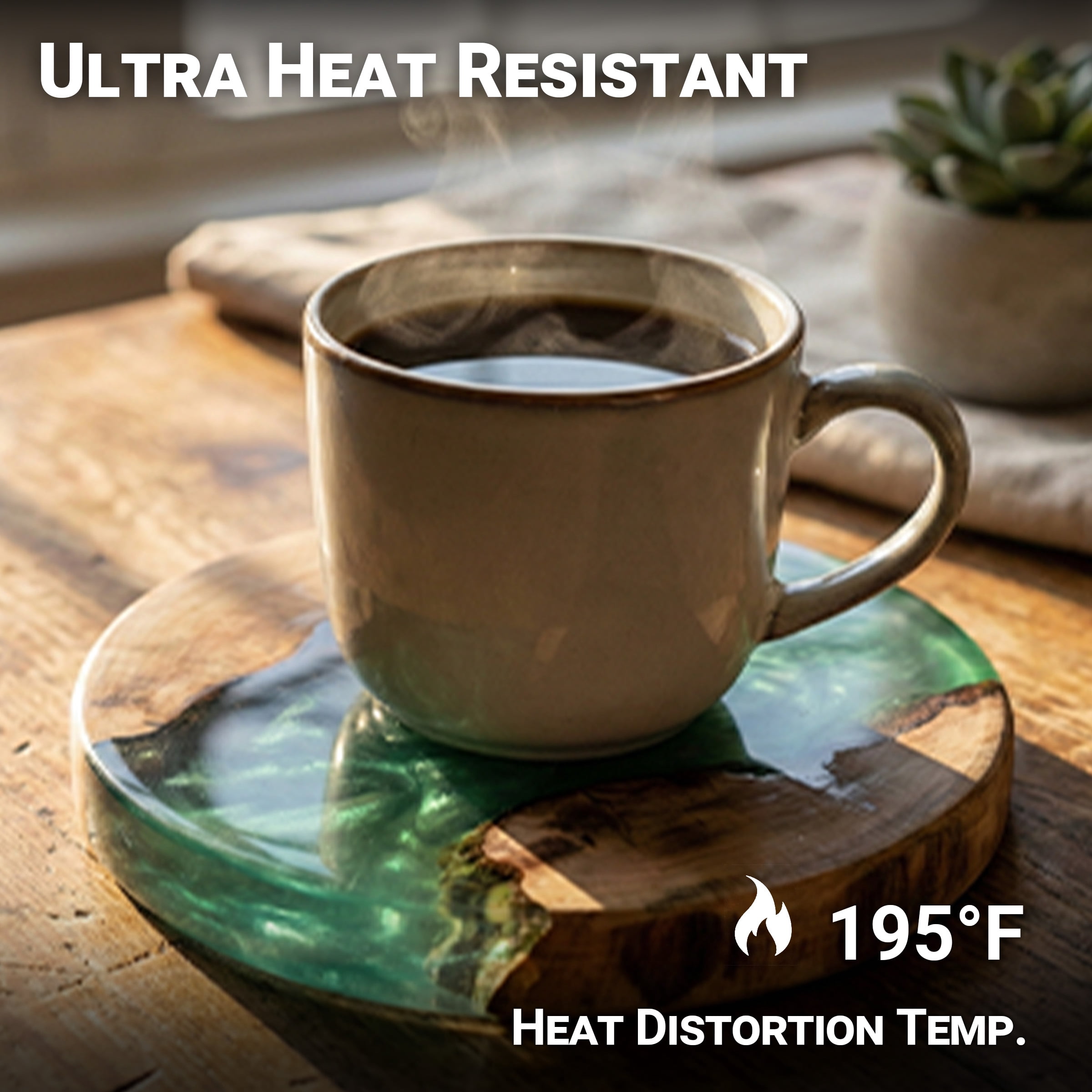 POURLA Ultra Heat Resistant Epoxy Resin 1 Gallon, 1:1 AB Mixing Resin Kit 195℉ Heat Distortion Temperature Epoxy Kit for Surface Coating, DIY Coasters, Trays, and Crafts