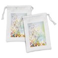 thumbnail image 1 of Music Note Fabric Pouch Set of 2, Pattern of Colorful Shattered Elements Geometric Details and Notations, Small Drawstring Bag for Toiletries Masks and Favors, 9" x 6", Multicolor, by Ambesonne, 1 of 2