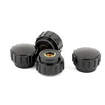 M5 Female Threaded Plastic Knurled Round Head Screw On Clamping Knob Black 4pcs